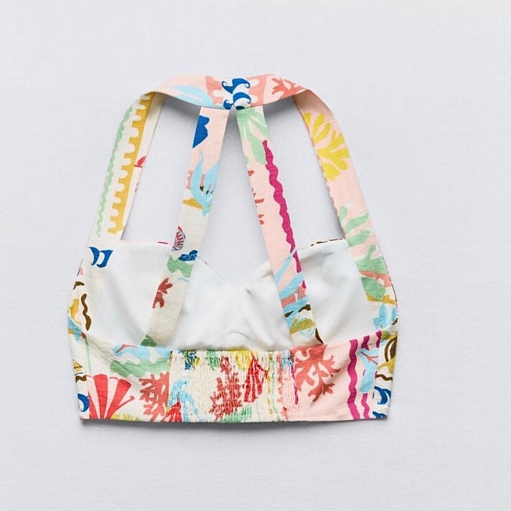 Zara Multi-Color Ruched Crop Top - Picture 4 of 7